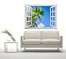 wall26 Removable Wall Sticker/Wall Mural - Tropical Landscape of Two Palm Trees in The Blue Sunny Sky | Creative Window View Home Decor/Wall Decor - 36