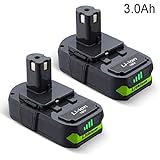 2Pack 3000mah Ryobi 18V Lithium Replacement for Ryobi 18 Volt Lithium Battery ONE+ P104 P105 P102 P103 P107 Cordless Tools 2-Pack