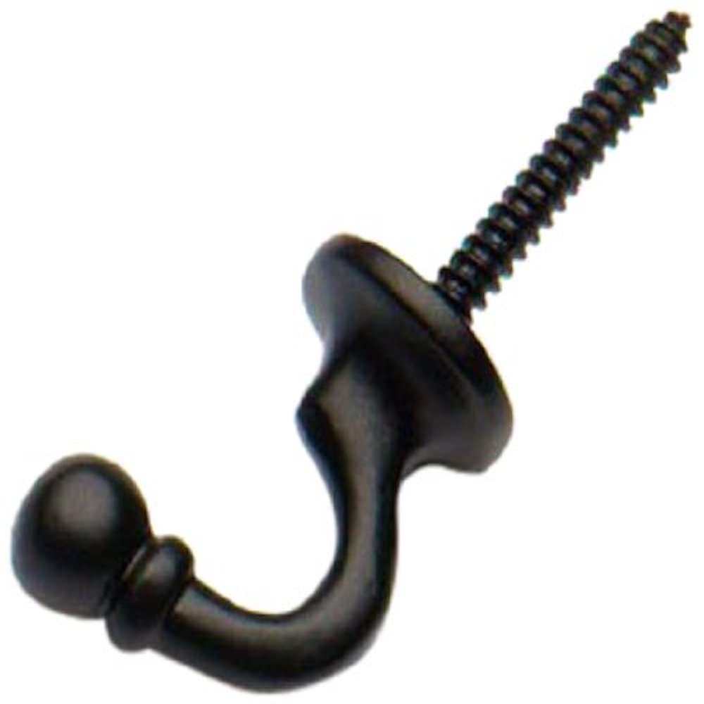 Merriway® BH01633 (2 Pcs) Ball End Curtain Drapery Hold Back Tie Back Hooks, 30mm (1.3/16 inch) Black - Pack of 2 Pieces