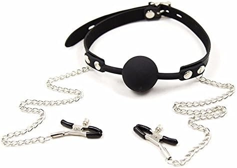 Hotsexon Silicone mouth plug milk clip soft ball solid mouth black bed restraint set women men cosplay Couple