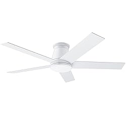 wurzee 52" Ceiling Fan with Light, White,6 Speeds