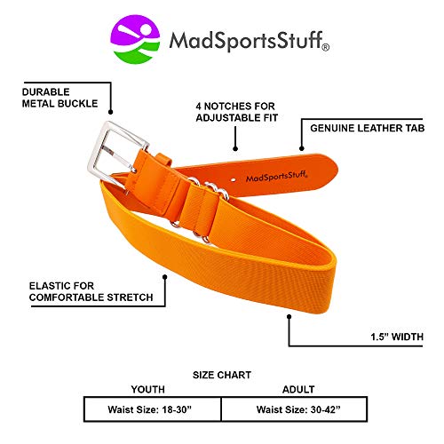 image for MadSportsStuff Performance Baseball Softball Belt (Adult, Orange), boy