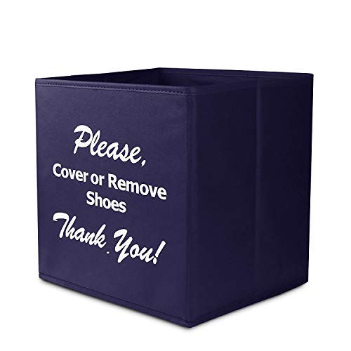 Large Shoe Covers Box, Opret Foldable Shoe Covers Holder Bootie Box for Realtors and Open House, Please Cover or Remove Your Shoes Sign(Blue)