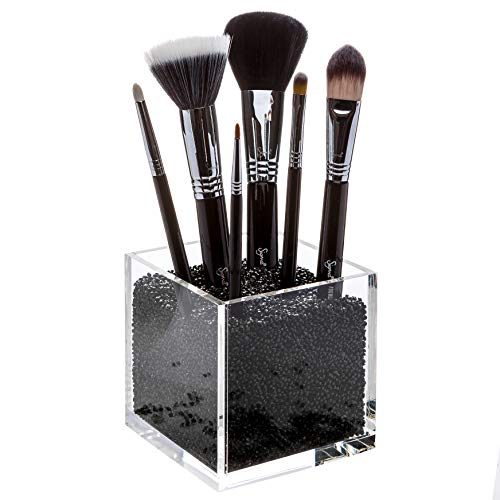 Pretty Display Acrylic Cube Makeup Brushes Organizer with Black Diamond