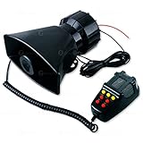 Zone Tech 7 Tone Sound Car Siren Horn with Mic PA Speaker System Emergency Sound Amplifier - Black 80W Emergency Sounds Electric Horn-Hooter/Ambulance/Siren/Traffic Sound with PA Microphone System