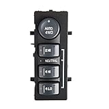 4WD Transfer Case Selector Dash Switch, 4x4 Wheel Drive Switch with Auto Push Button Fits Cadillac, Chevrolet Avalanche Silverado, GMC Sierra, Replaces 19168767, 15709327, 901-062