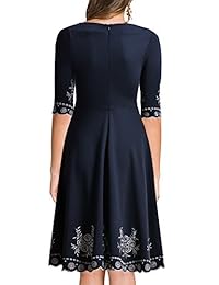 Miusol - Vestido de mujer casual con cuello redondo bordado para fiesta