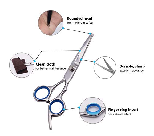 PetQoo Dog Grooming Scissors with Safety Round Tips, Heavy Duty Titanium Pet Grooming Trimmer Kit, Professional Thinning… - Image 6