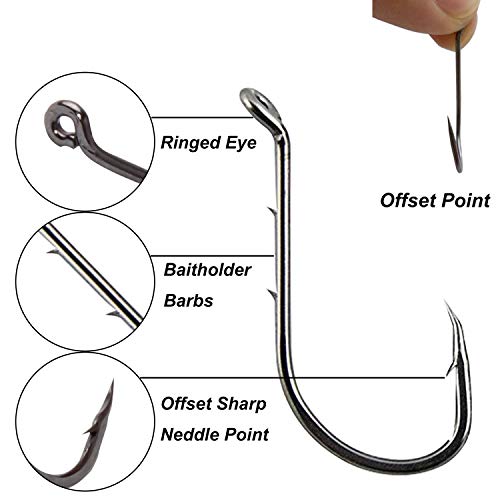 Octopus Köderhalter Angelhaken Octopus Kreis Haken J Haken Widerhaken Köder halten Offset Haken Extra Scharf für… – Bild 3