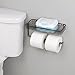 mDesign Toilet Tissue Paper Holder and Multi-Purpose Shelf - Wall Mount Storage Organizer for Bathroom, Holds 2 Rolls - Durable Metal Wire Design - Bronze