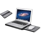 AboveTEK Portable Laptop Lap Desk w/ Retractable Left/Right Mouse Pad Tray, Non-Slip Heat Shield Tablet Notebook Computer Stand Table w/ Sturdy Stable Cooler Work Surface For Bed Sofa Couch or Travel