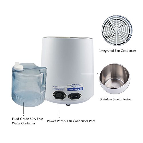 Pinty 1Gal 4L Pure Water Distiller, All Stainless Steel Internal, Medical Home Use, with Bottle (Food Graded Outlet)