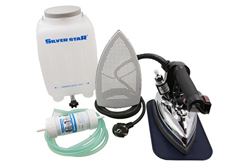 220 Volt Iron - Silver Star Bottle Steam Iron ES-85 Gravity Feed Steam Iron with Non-Stick Laminate Sole Plate, Demineralizer (220 Volt)