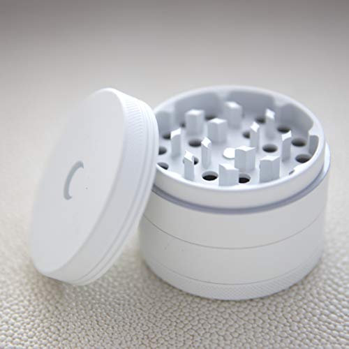 Moon Lit Spice Herb Grinder with Pollen Catcher | 4 Piece 2.5 inch with Pollen Scraper, Storage & Cleaning Brush | Smell Proof, Light & Compact | Portable Kitchen & Travel Accessories | Moon White - Thumbnail 5