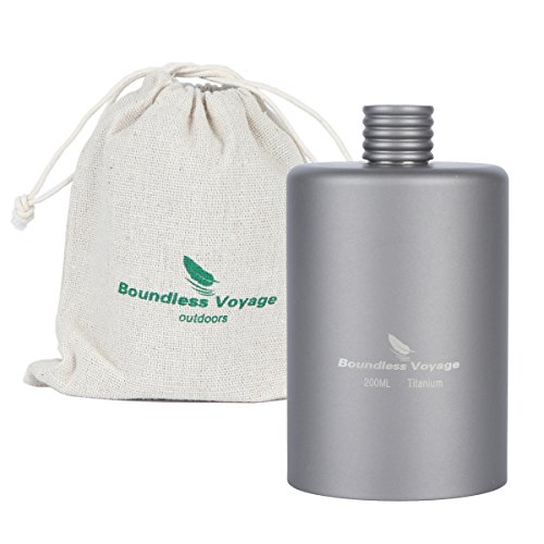 iBasingo 200ml Titanium Pocket Flagon Camping Portable Alcohol Bottle Drink Sports Outdoor Hip Flask Picnic Wine Bottle Ti1579I