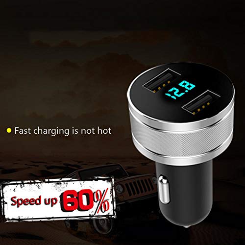 image for Glumes Car Charger, Fast Charge Metal Dual USB 4.8A Car Adapter LED Di