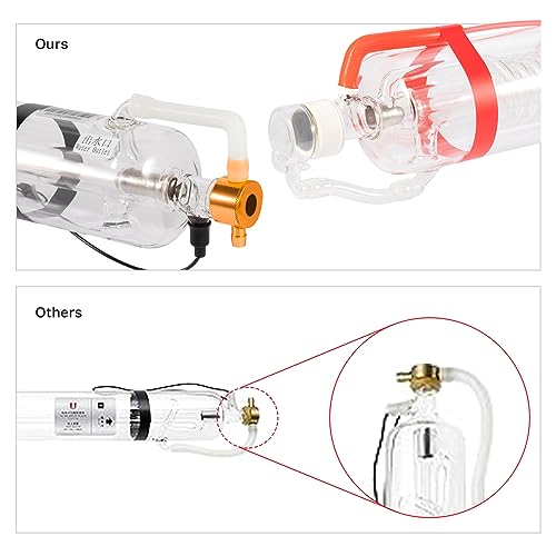 Cloudray 70W Laser Tube 1250mm Dia.55mm,CO2 Laser Tube 70W,Cable Preconnected with Coating,60 Watt C02 Laser Tube With Metal Head（CR70 60-80W)