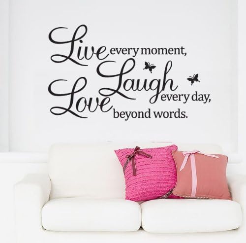 Live every moment Laugh every day Love beyond words Quotes Decal Removable Wall Stickers Vinyl Home Art Decor