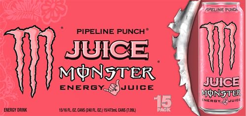 MONSTER ENERGY JUICE PIPELINE PUNCH, ENERGY DRINK, 16 OUNCE