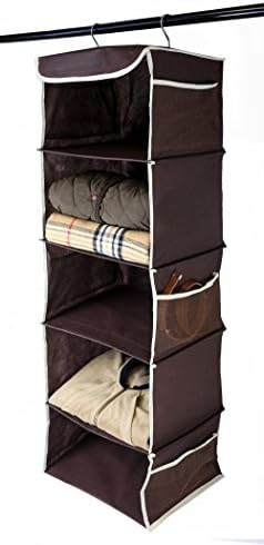Hanging Accessory Shelves Closet Organizer For Extra Cloth Storage (Coffee)