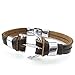 KONOV Mens Womens Leather Bracelet, Anchor Cuff Bangle, Brown Silver