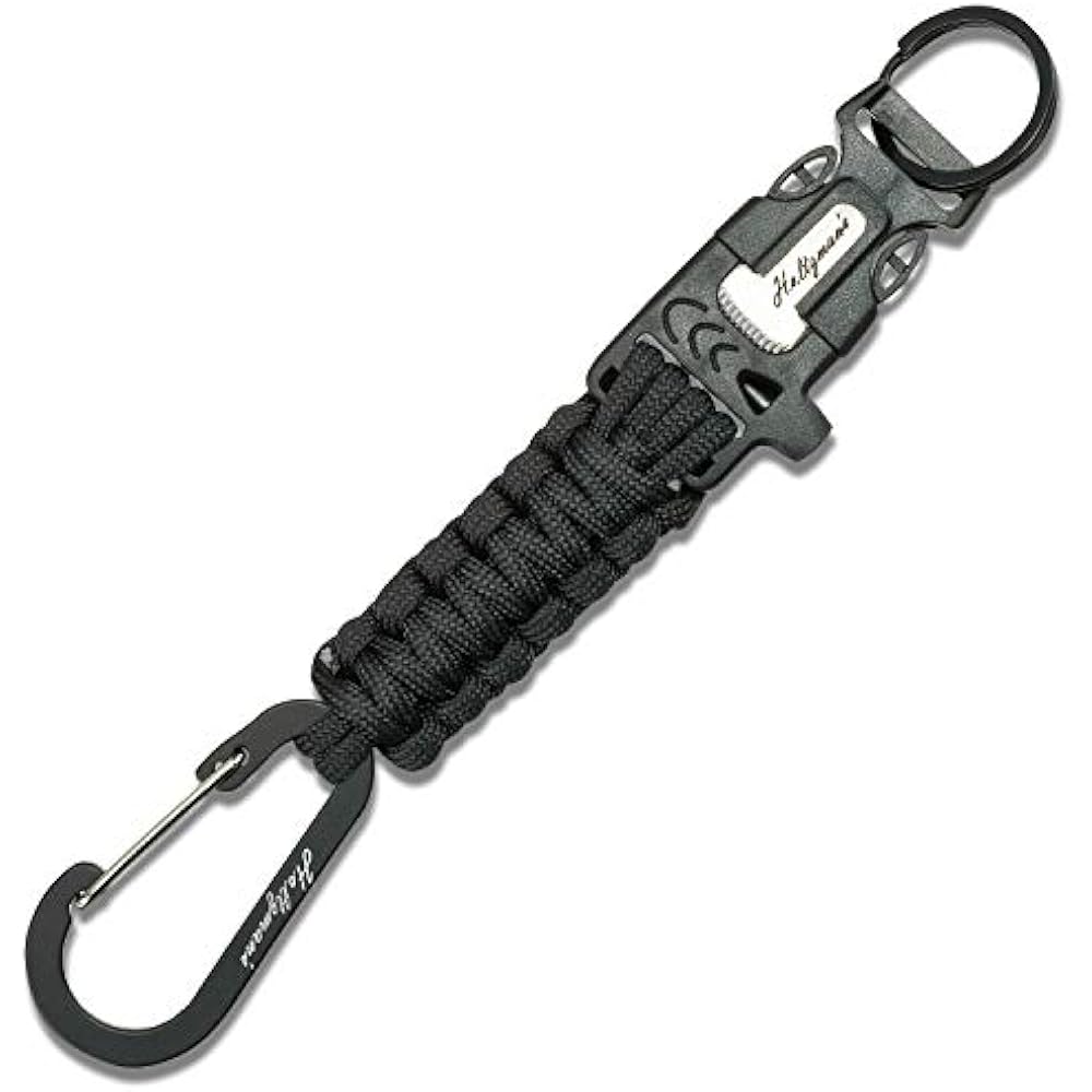Ultimate 5in1 Paracord Keychain Carabiner Camping, Fishing, Hunting