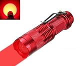 Mini Butterball Mini Adjustable Foucs Zoom 3 Modes AA/14500 Battery Tactical Night Vision Flashlight Torch for Hunting Star Gazing (Red)