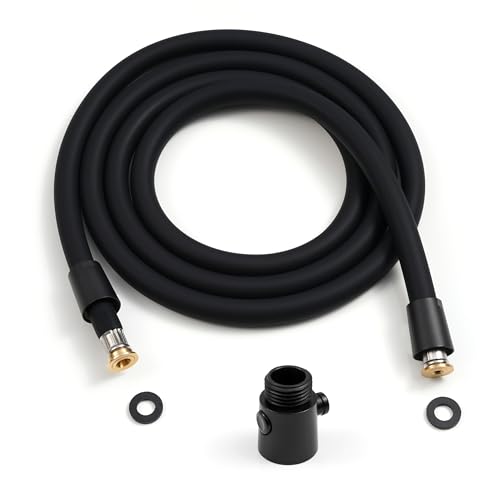 GwernKB Shower Hose Replacement,79 Inches Extra Long Matte Black Silicone Handheld Shower Head Hose with Brass Insert and Nut-Durable,Keep Soft under Cold Temperature,Anti-twist,Smooth Easily Clean