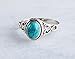 sandywident Genuine Women's 925 Sterling Silver Ring Oval Cut Natural Bohemia Turquoise Jewelry Birthday Proposal Christmas Gift Hollow Engagement Party Band Rings Size 6-10