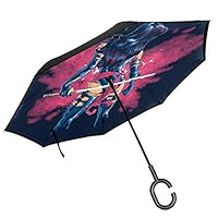 X Men Psy-locke Butterfly Aura Double Layer Inverted Umbrella For Car Reverse Folding Upside Down C-Shaped Hands - Lightweight & Windproof - Ideal Gift