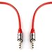 PlugLug - 3.5mm 8 FT Premium Auxiliary Audio Cable (Red) - Male to Male for Headphones, iPods, iPhones, iPads, Home/Car Stereos and More