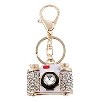 NATFUR Rhinestone Crystal Bag Purse Pendant Keyring Keychain Car Key Hanger Cute Keyfob Pretty for Women Perfect Elegant Pretty Novelty Beautiful | Model - Camera