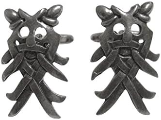 Silver Toned Textured Viking Odin Mask Cufflinks
