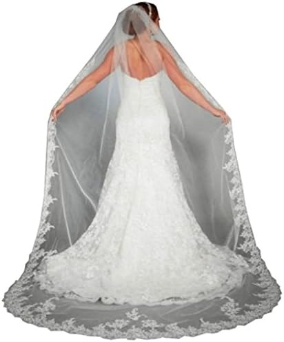 WAJY Lace Edge Cathedral Length Long Bridal Wedding Bridal Veil+Comb