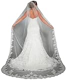 WAJY Lace Edge Cathedral Length Long Bridal Wedding Bridal Veil+Comb