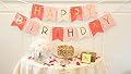 Tri-Color Pink & White Happy Birthday Bunting Banner - Birthday Party Decorations