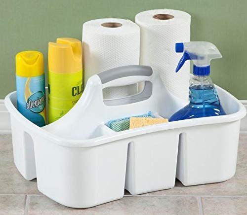 Extra Large (5 Gallon) Divided/Compartment Cleaning Utility Caddy Tote with Handle for Cleaning Supplies, Spray Bottles, Container - 17 3/4" L x 13 1/4" W x 8