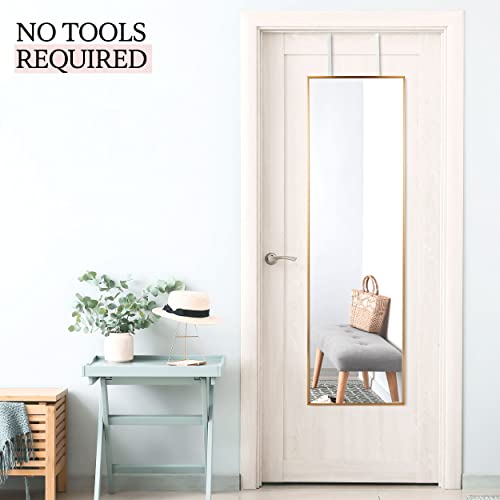 Mirrotek Full Length Adjustable Over The Door Mirror Gold Aluminum Finish Hanging Mirror