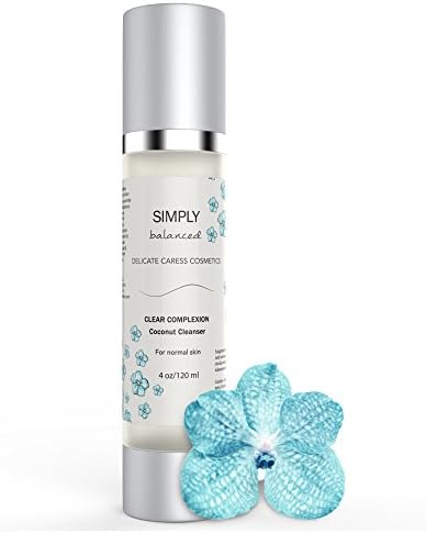 Simply Balanced Clear Complexion Coconut Cleanser by Delicate Caress Cosmetics - Naturally Foaming with Aloe, Manuka Honey, Coconut Milk - Paraben Free - 4fl Oz