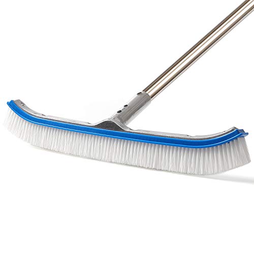 Pool Brushes for Cleaning Pool, 8 FT Splicable Pole with 18" Polished Aluminum Back Brush Head for Cleaning Swimming Pool Wall, Floors & Tile - Thumbnail 7