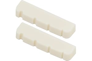Miwayer 4/5/6 String Electric Bass Bone Bridge Nut Flat Bottom Pre-Slotted Made of Real Bone (4S 38X6X9/8.3 2pack)