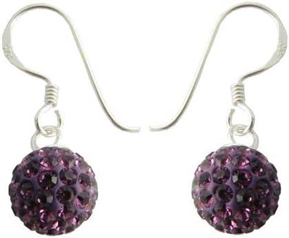925 10MM Silver Amethyst Crystal Hook Earring Jewelry