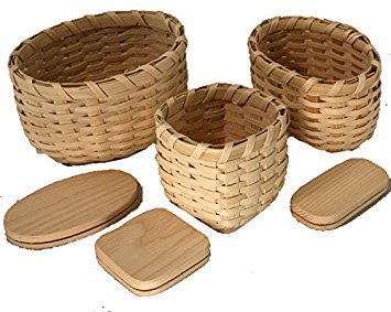 VIRC Snack Trio Basket Weaving Kit - 3 Baskets, Solid Oak Bases, Adult, Unisex, Brown/Tan, Life-Size, Non-Foldable