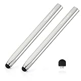 Stylus Pen for Touch Screen Devices with Extra Replaceable Soft Fiber Tips (Silver)