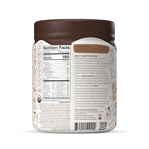 KOS Vegan Protein Powder Erythritol Free, Chocolate Organic Pea