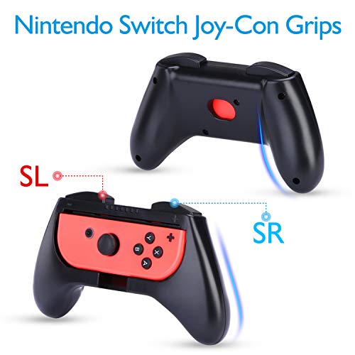 Case-for-Nintendo-Switch-HEYSTOP-11-in-1-Nintendo-Switch-Carry-Case-Come-with-2-Joy-con-Grips-for-Nintendo-Switch-Adjustable-PlayStand-Tempered-Glass-Screen-Protector-with-6-Thumb-Grip-Caps-Black