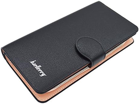 IU COMP Baellerry Women's Solid Multi-functional Zipper Hand Strap Handbag Phone Wallet,Black