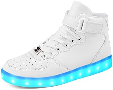HINZER LED Light Up Shoes 2017 Upgrade Light System 7 Colors Flashing Sneakers(White 35)