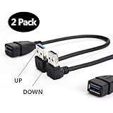SuperSpeed USB 3.0 Male to Female Extension Data Cable Up and Down Angle 2PCS by Oxsubor(20CM,8IN)