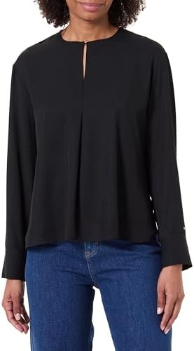 Blouse Femme Relaxed à Ouverture Goutte D’Eau, Noir (Black), 42